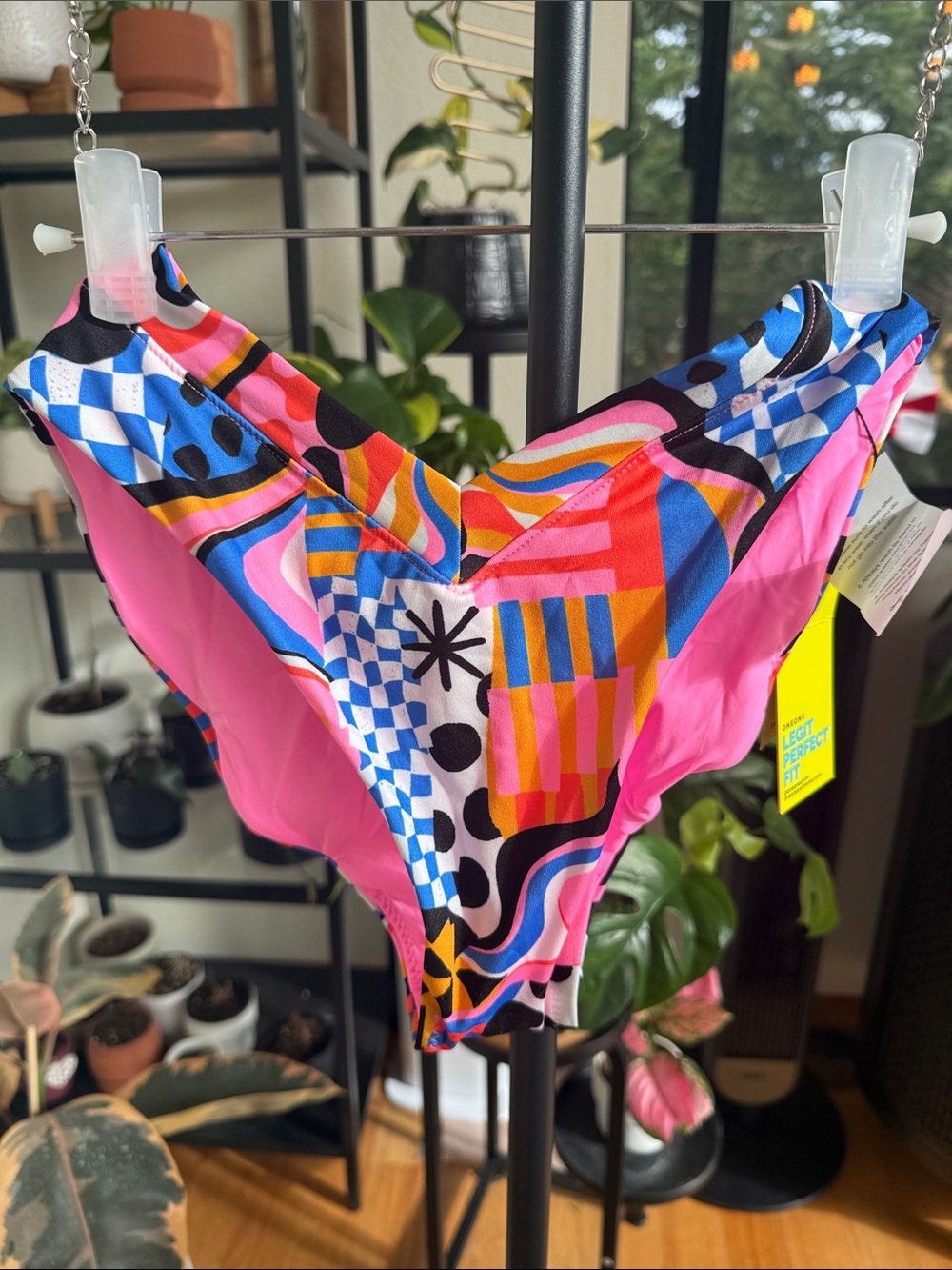 Multicolor & Pink High-Cut Bikini Bottom